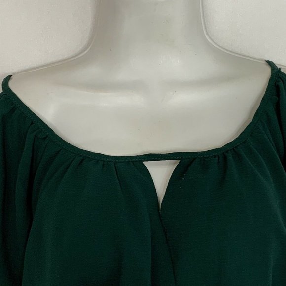 Chocolate Women Blouse Size Small hunter Green 3/4 Sleeve Elastic Waist Pullover - Picture 5 of 9